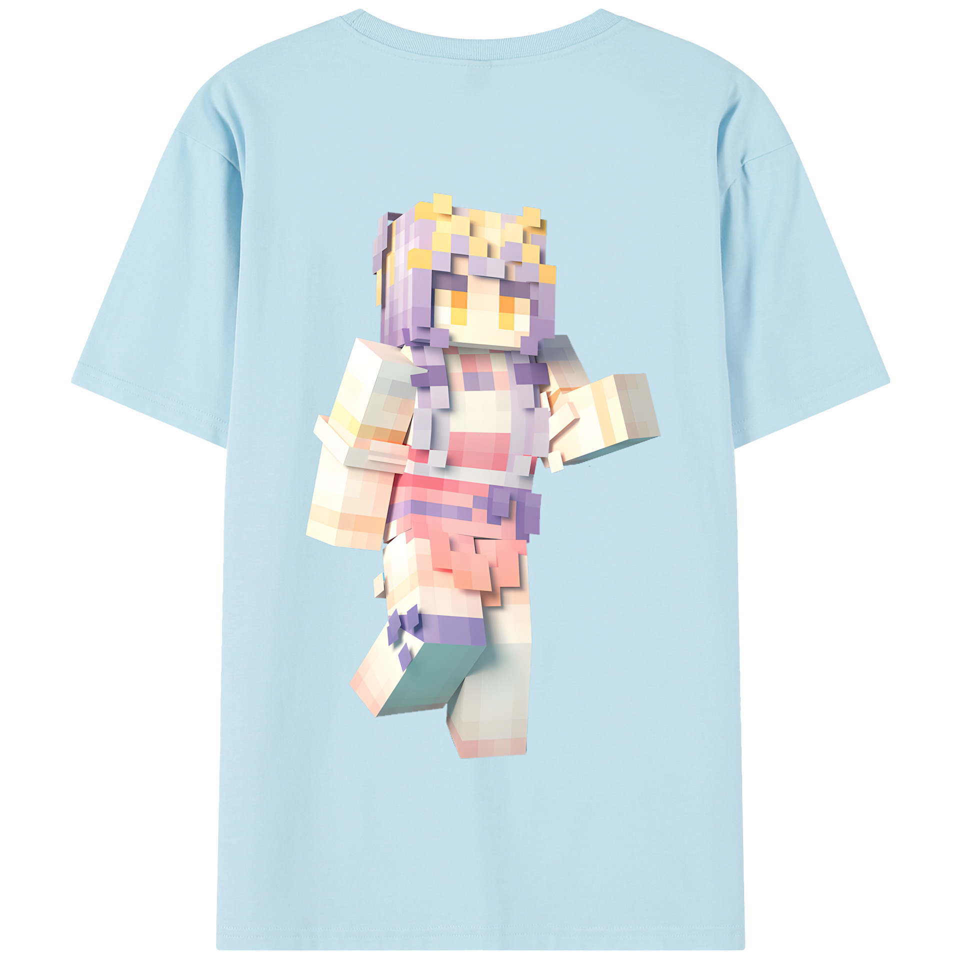 （画像用） マインクラフト ブロックの世界 Minecraft MC Block world 綿100％半袖Tシャツ（背面プリント）